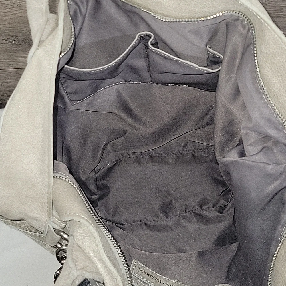 Monserat De Lucca for Anthropologie Gray Leather Tote Shoulder Bag